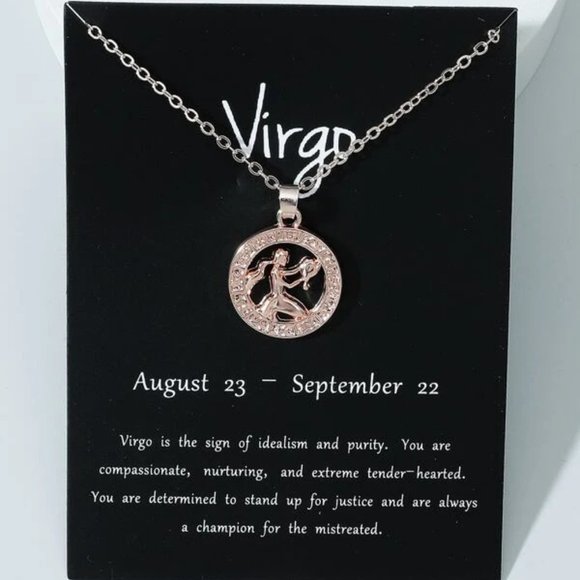 Virgo Zodiac Rose Gold Necklace - Picture 1 of 3